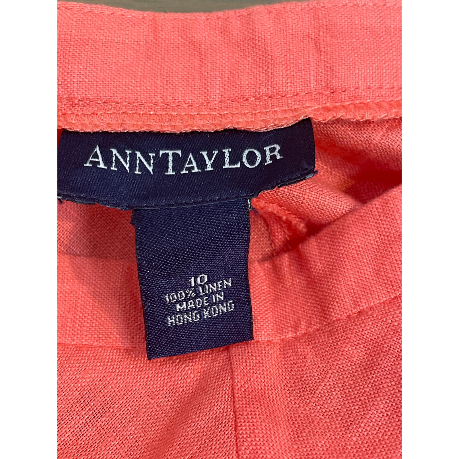 Ann Taylor Linen Midi Skirt Size 10 Deep Coral Orange 100% Linen — image 2 of 7